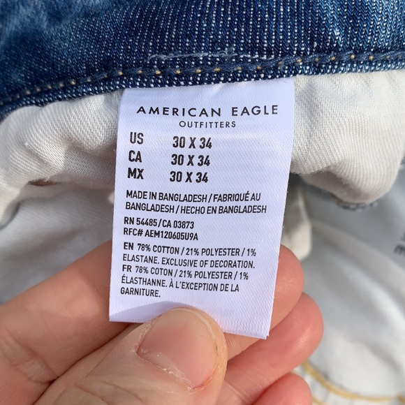 American Eagle light blue distressed “next level airflex” slim jeans - Picture 9 of 9